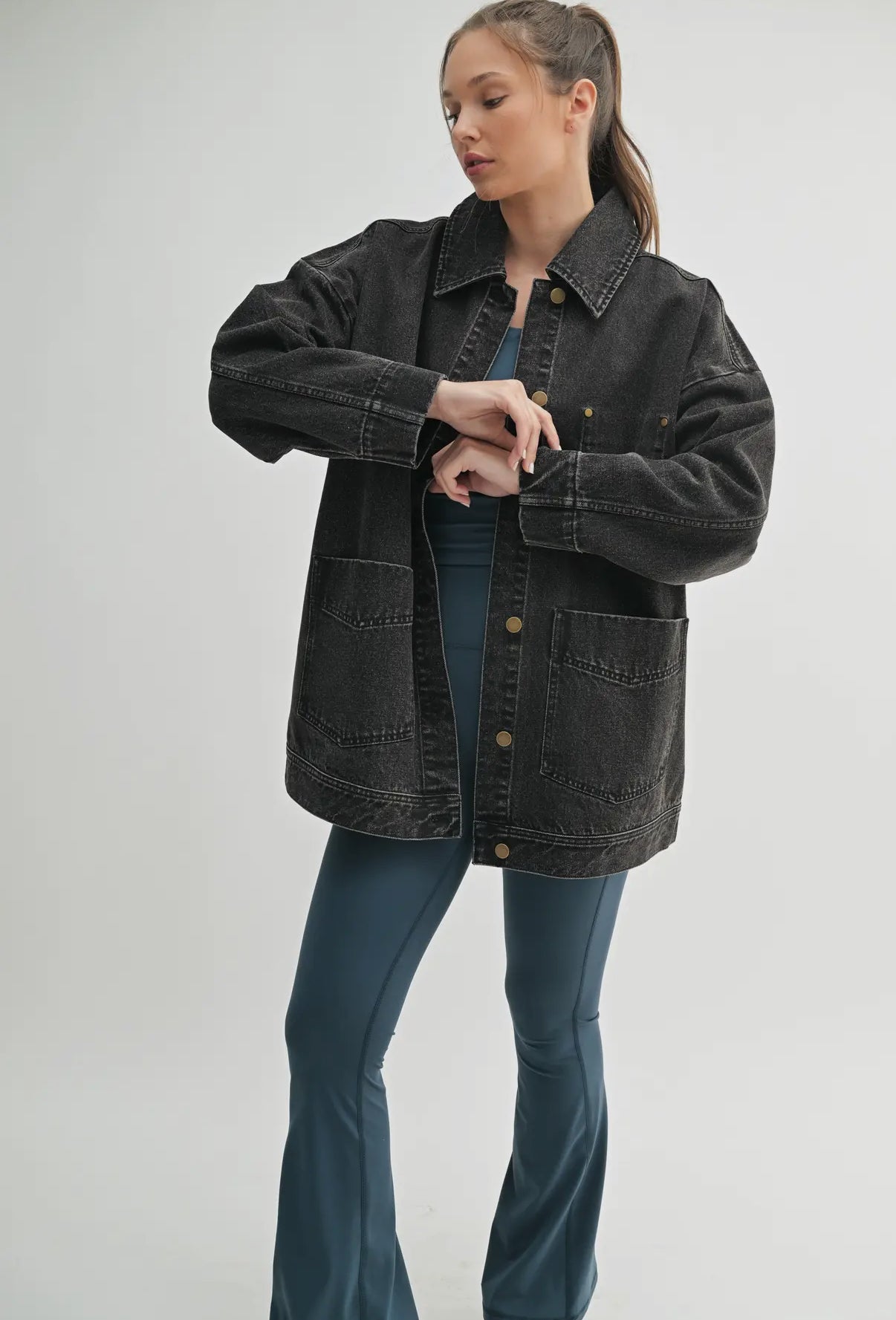 Boxy Cut Black Denim Jacket