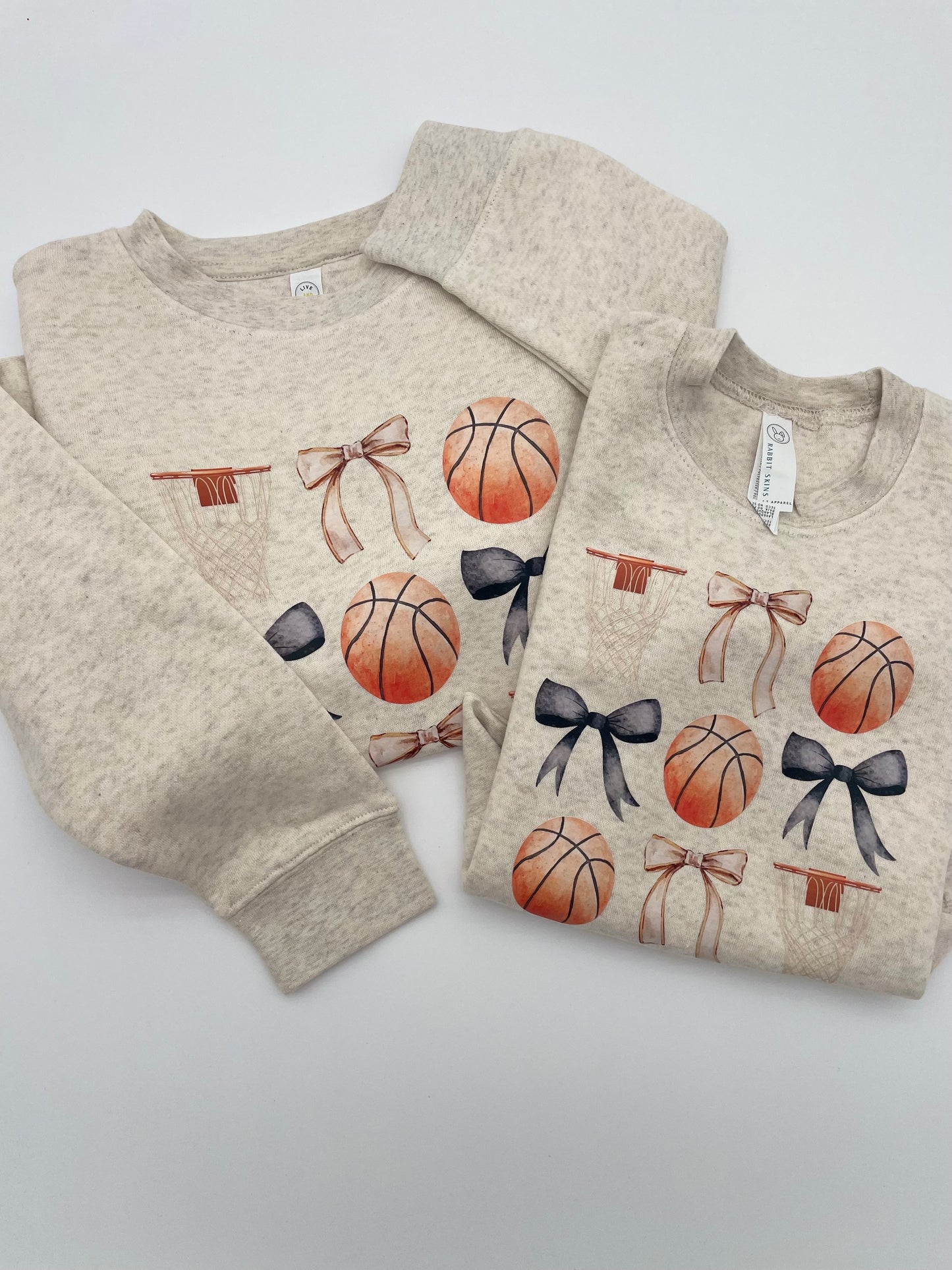 Basketballs + Bows Crewneck : toddler/youth