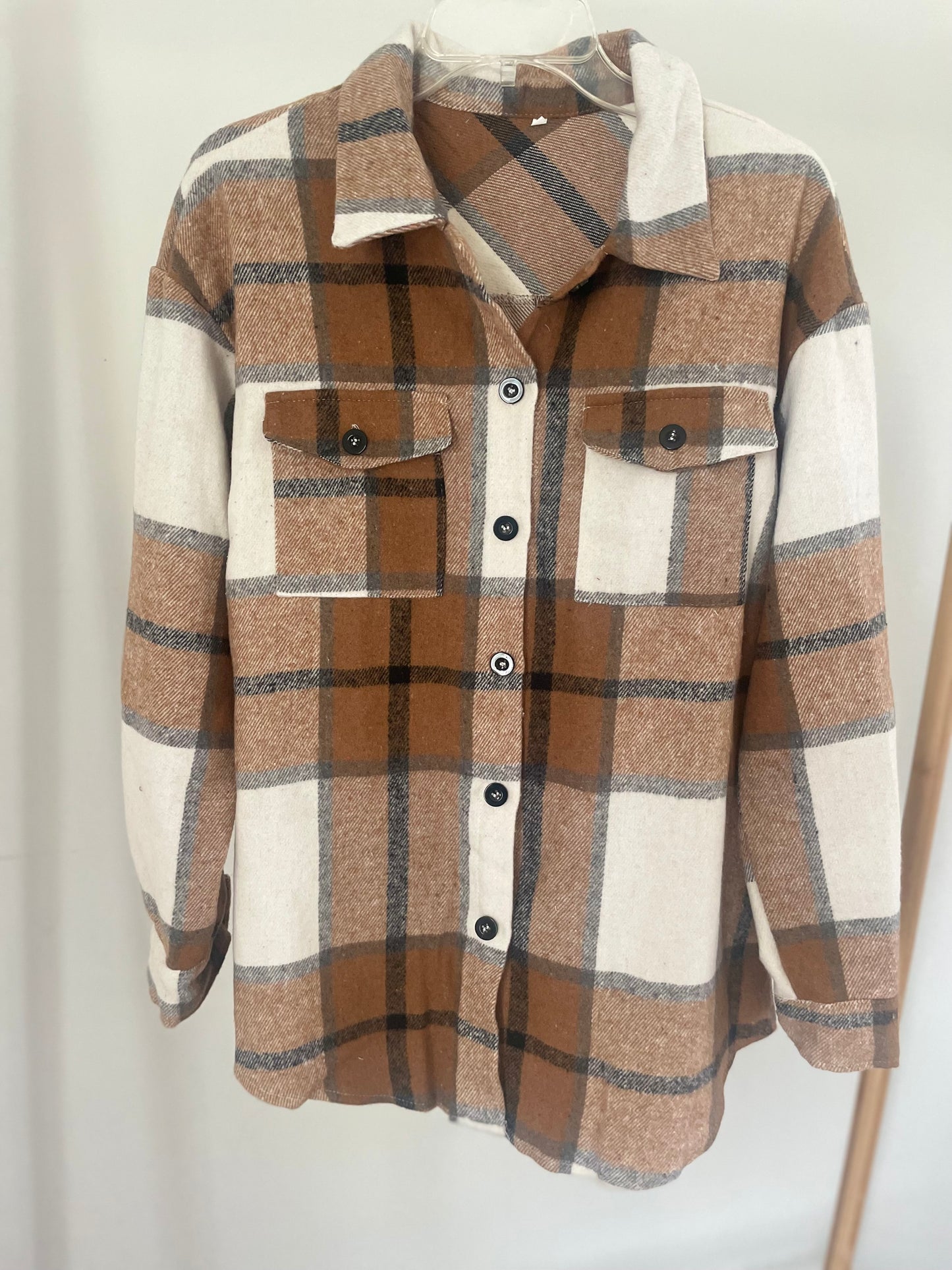 Brown & Cream Brushed Shacket