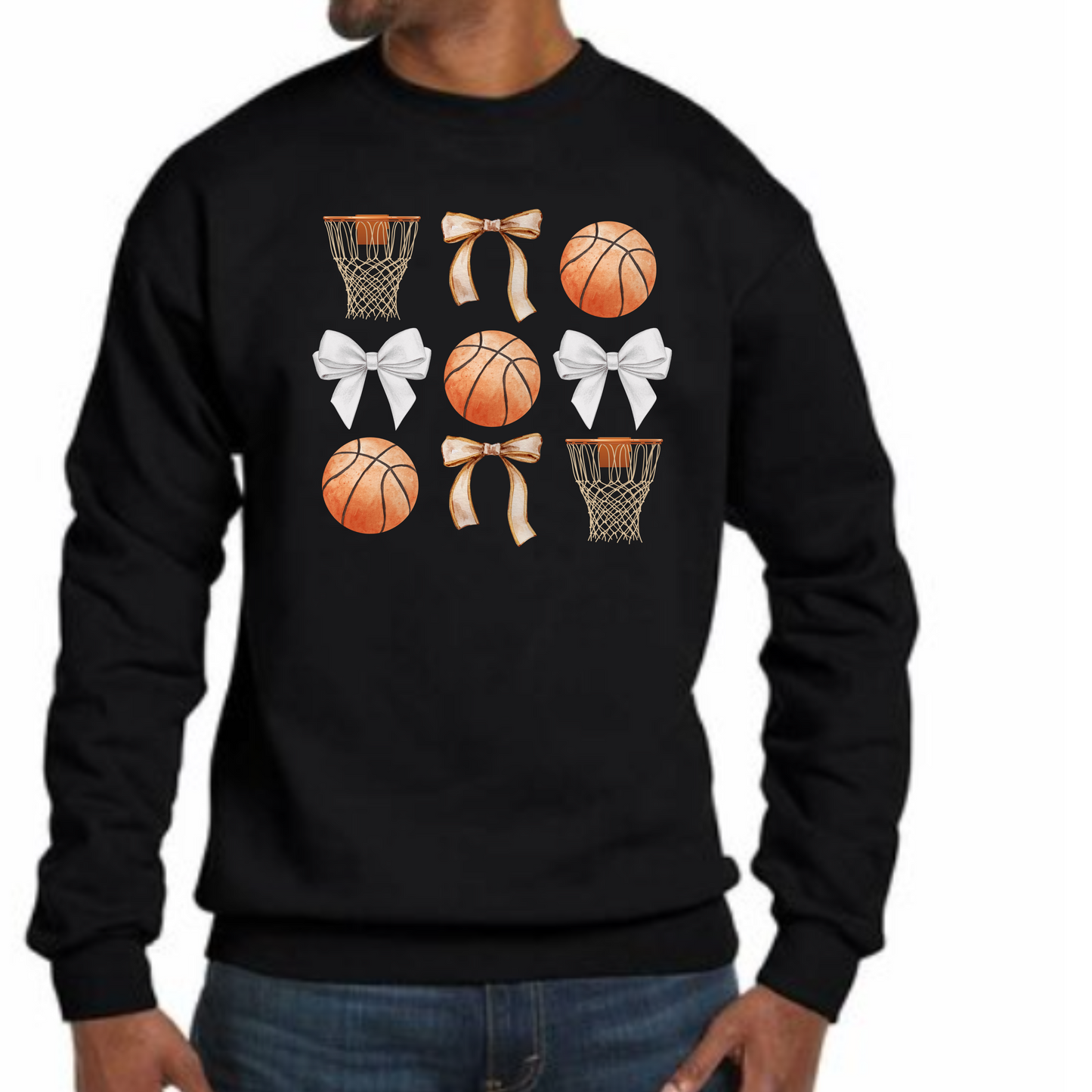 Basketballs + Bows Crewneck : Adult