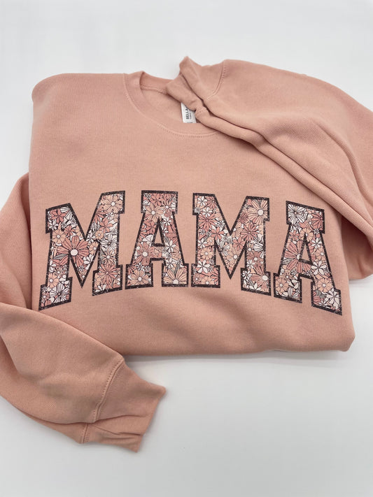 Peach Floral Mama Crewneck