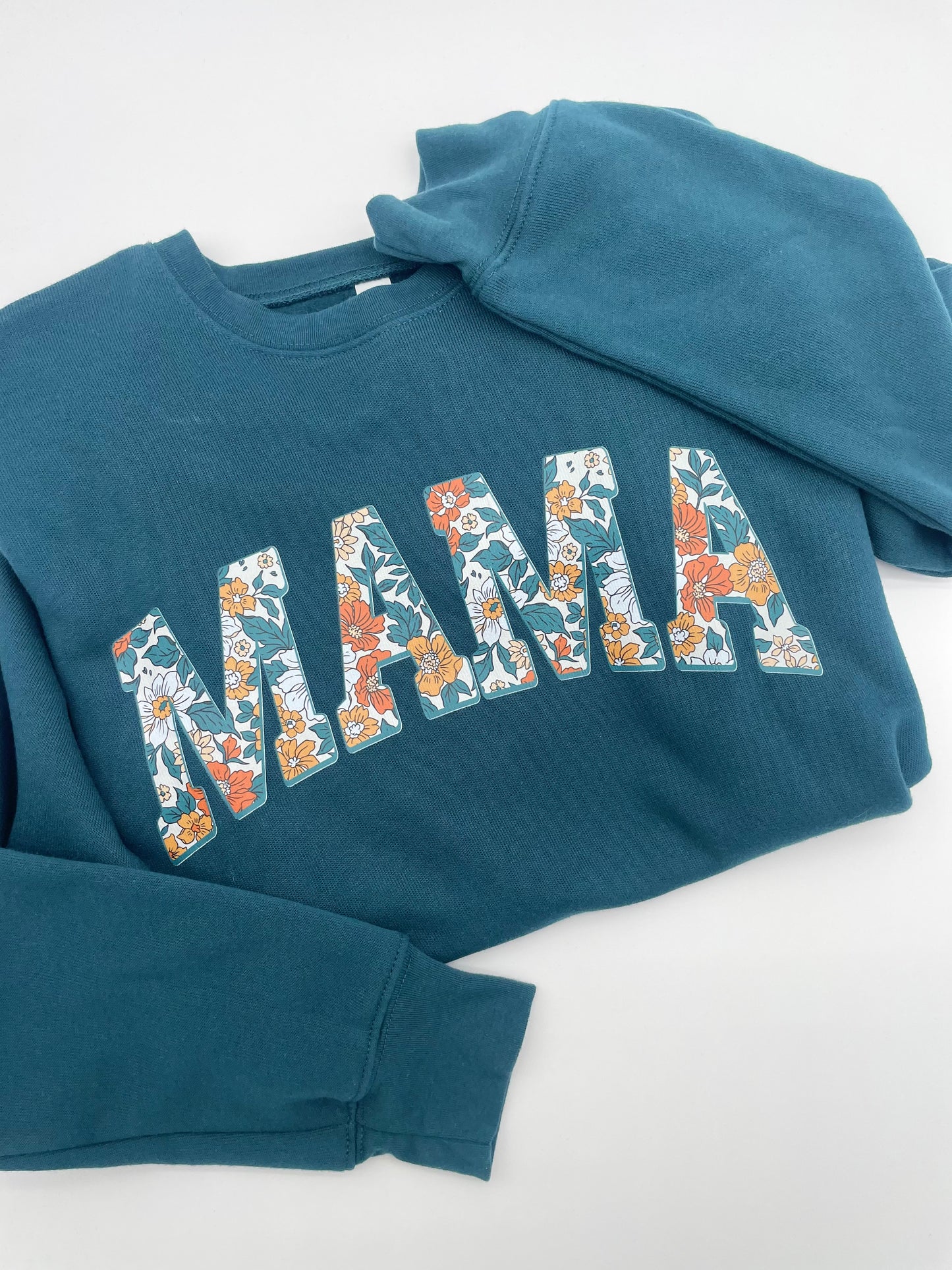 Blue Floral Mama Crewneck + Tee